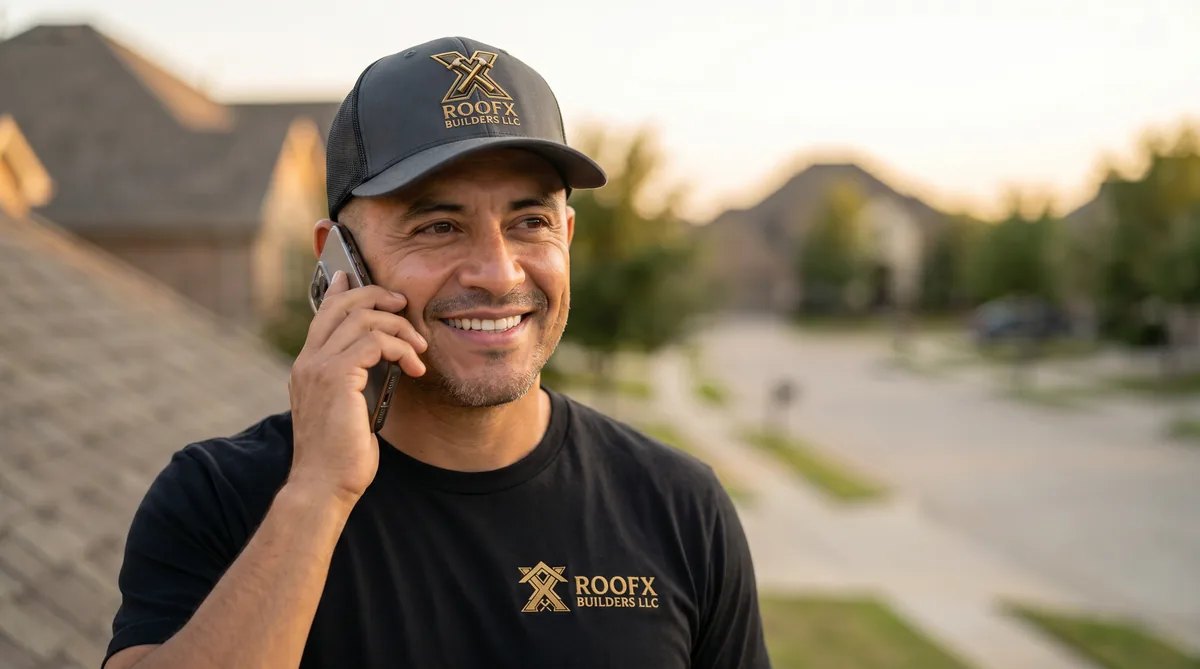 Eder answering customer call on his cell phone